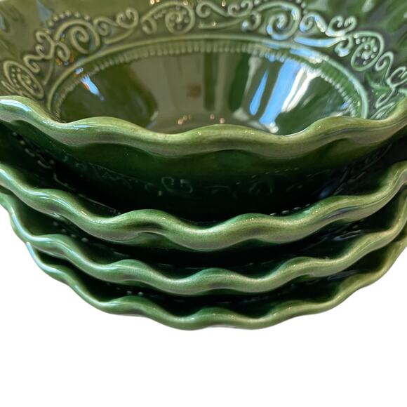 (4)  Maioliche Jessica Made in Italy Salad Bowls 7" Christmas Holiday Green - Picture 9 of 16